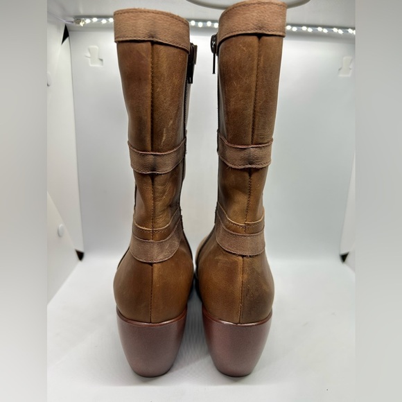 Naot Brown Leather Mid Calf Wedge Boots Size 8 EU 39 - Picture 3 of 12